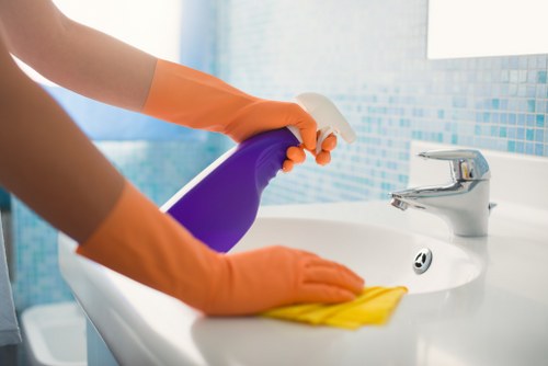 Cleaning tile and grout floors in a Haringey property